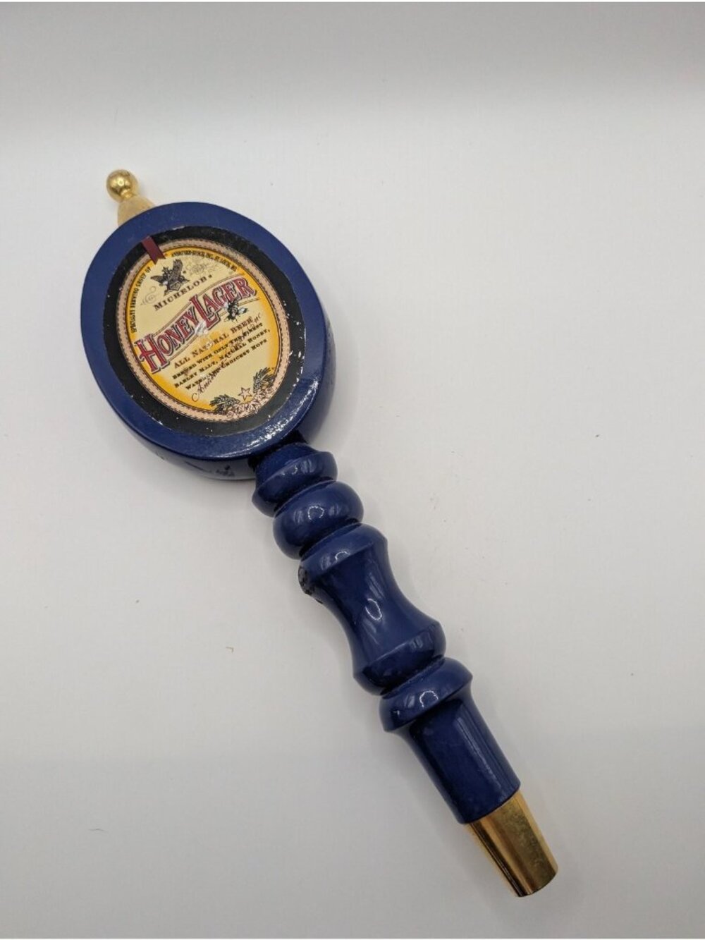 Michelob Honey Lager Tap Handle Navy Blue Approx 9in Wood Draft Beer RARE